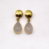Rose Quartz Cab Stud Earring D - JBS999 Cab Pear Shape 18ct Gold Plating Plain Stud Earring